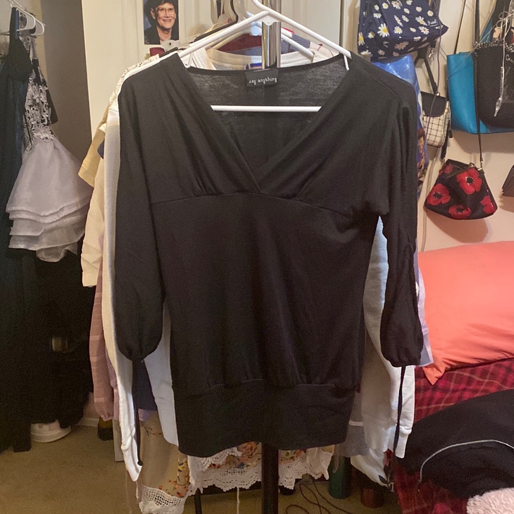 Black v-neck top
